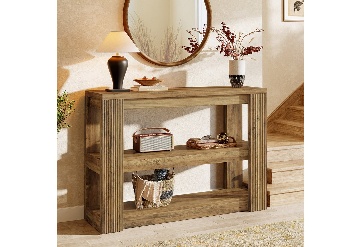Tribesigns Konsolentisch 105 cm Sofatisch, Eingangstisch mit 3-stufig Stauraum, Flurtisch – Bild 4 von 5