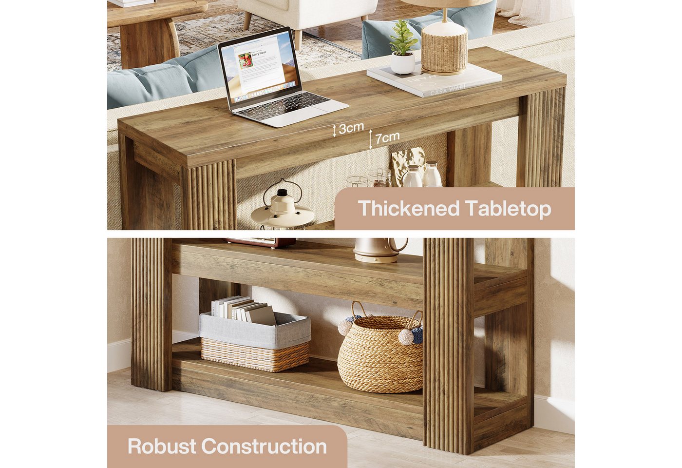 Tribesigns Konsolentisch 105 cm Sofatisch, Eingangstisch mit 3-stufig Stauraum, Flurtisch – Bild 5 von 5