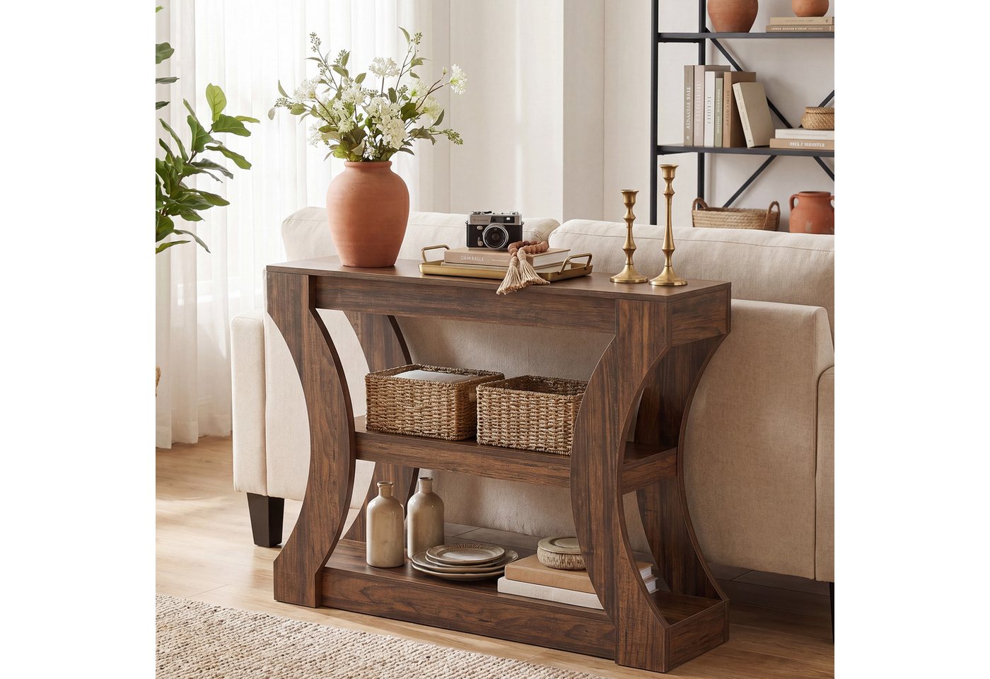 Tribesigns Konsolentisch 105 cm Sofatisch, Eingangstisch mit Stauraum, 3-stufiger Flurtisch – Bild 4 von 5