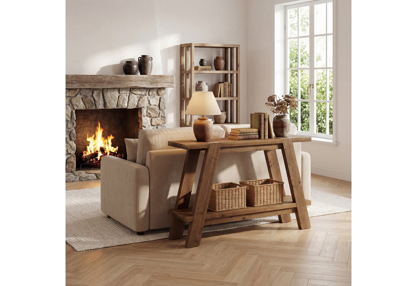 Tribesigns Konsolentisch 110cm Beistelltisch,Eingangstisch mit zwei Ebenen, Flurtisch,Sofatisch – Bild 4 von 5