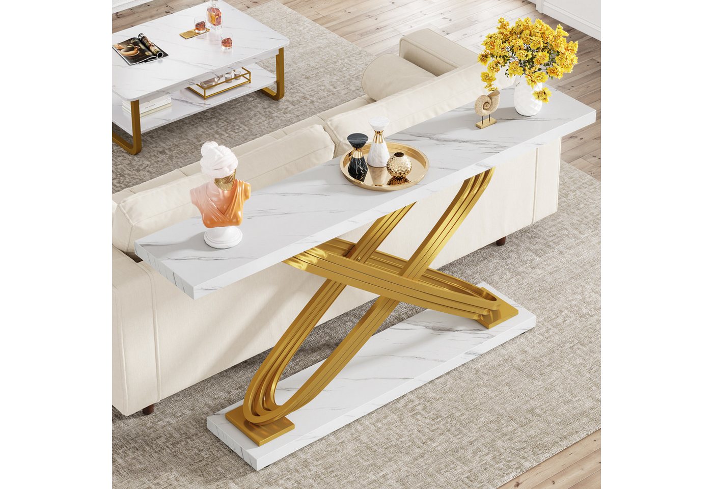Tribesigns Konsolentisch 140 x 33 x 80 cm Eingangstisch, Flur Tisch für Wohnzimmer, Eingang – Bild 3 von 5