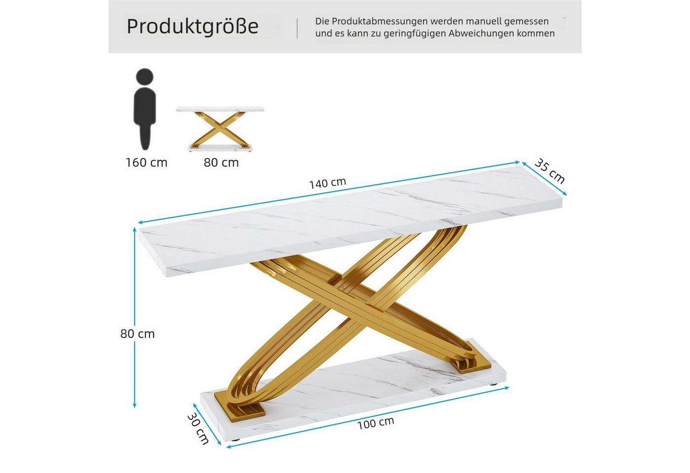 Tribesigns Konsolentisch 140 x 33 x 80 cm Eingangstisch, Flur Tisch für Wohnzimmer, Eingang – Bild 5 von 5