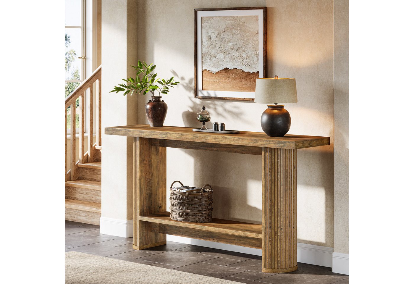 Tribesigns Konsolentisch 140cm Konsolentisch, Schmaler Sofatisch für Flur, Holzeingangstisch – Bild 2 von 5