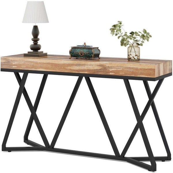 Tribesigns Konsolentisch 140cm Konsolentisch, Holz-Eingangstisch mit einzigartigem Metallsockel