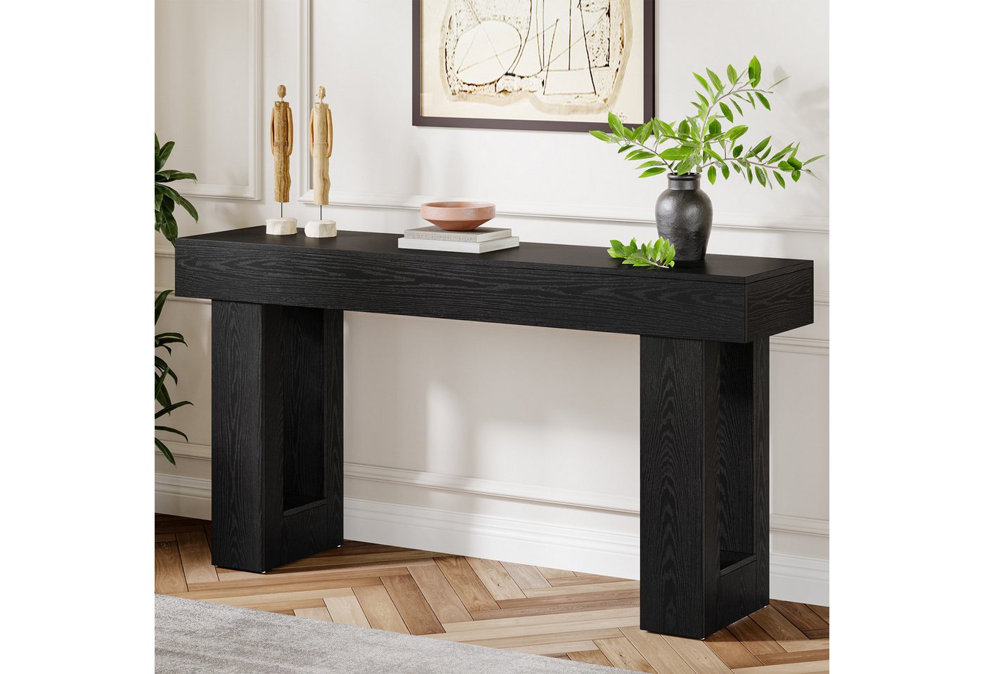 Tribesigns Konsolentisch 160 cm, Schmaler Landhausstil Tisch für hinter dem Sofa (160B x 35T x 85H cm), Naturholzoptik, Beistelltisch für Flur, Wohnzimmer und E – Bild 2 von 5