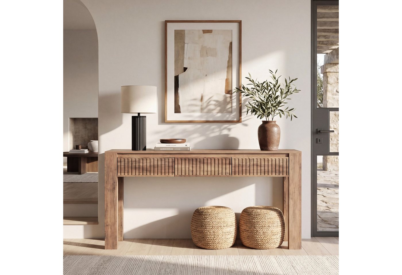 Tribesigns Konsolentisch 160cm Konsolentisch Schmal mit 3 Schubladen für Wohnzimmer Flurtisch – Bild 3 von 5