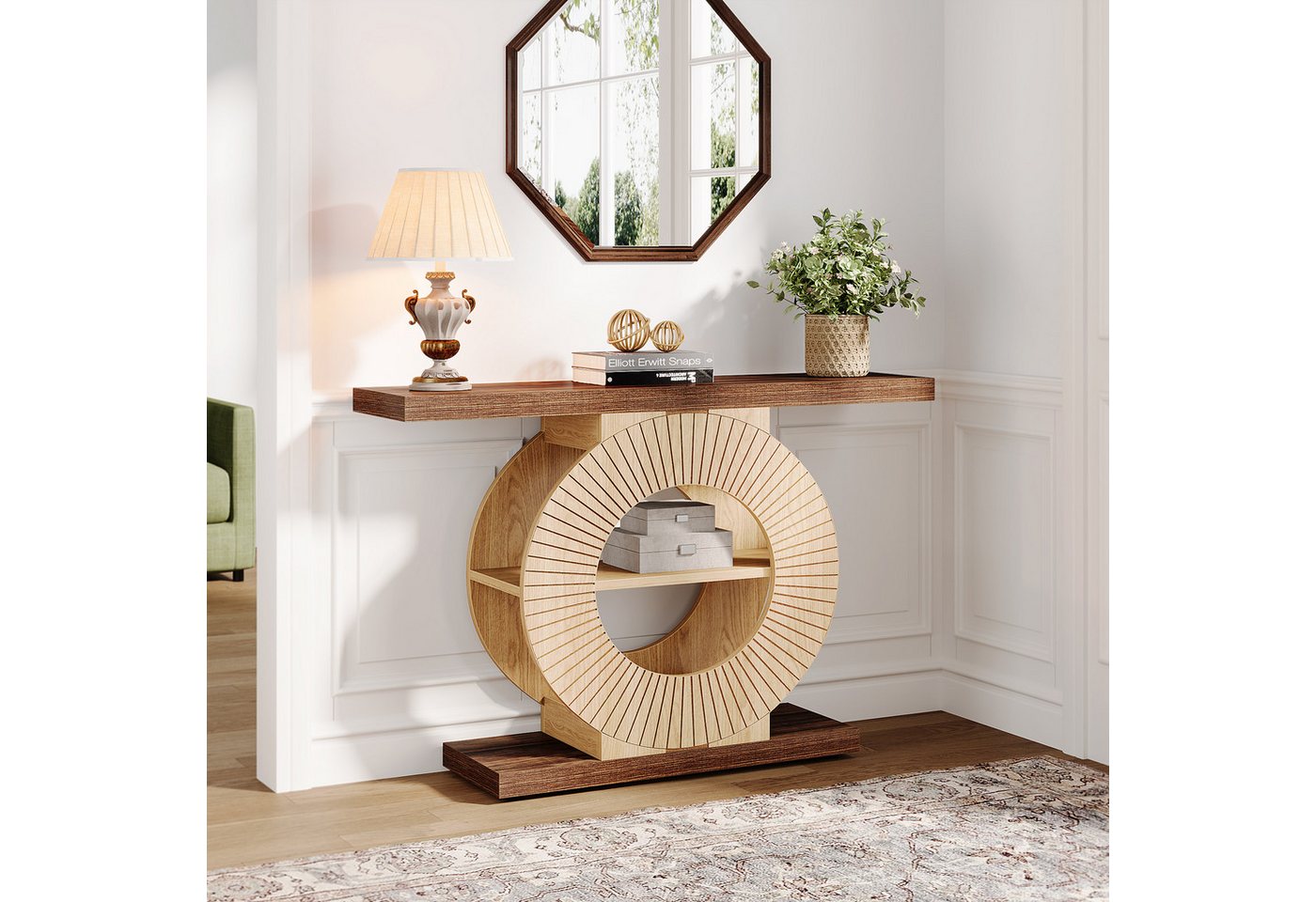 Tribesigns Konsolentisch Flurtisch mit Lagerung, 100 cm Holz Eingangstisch für Wohnzimmer – Bild 2 von 5