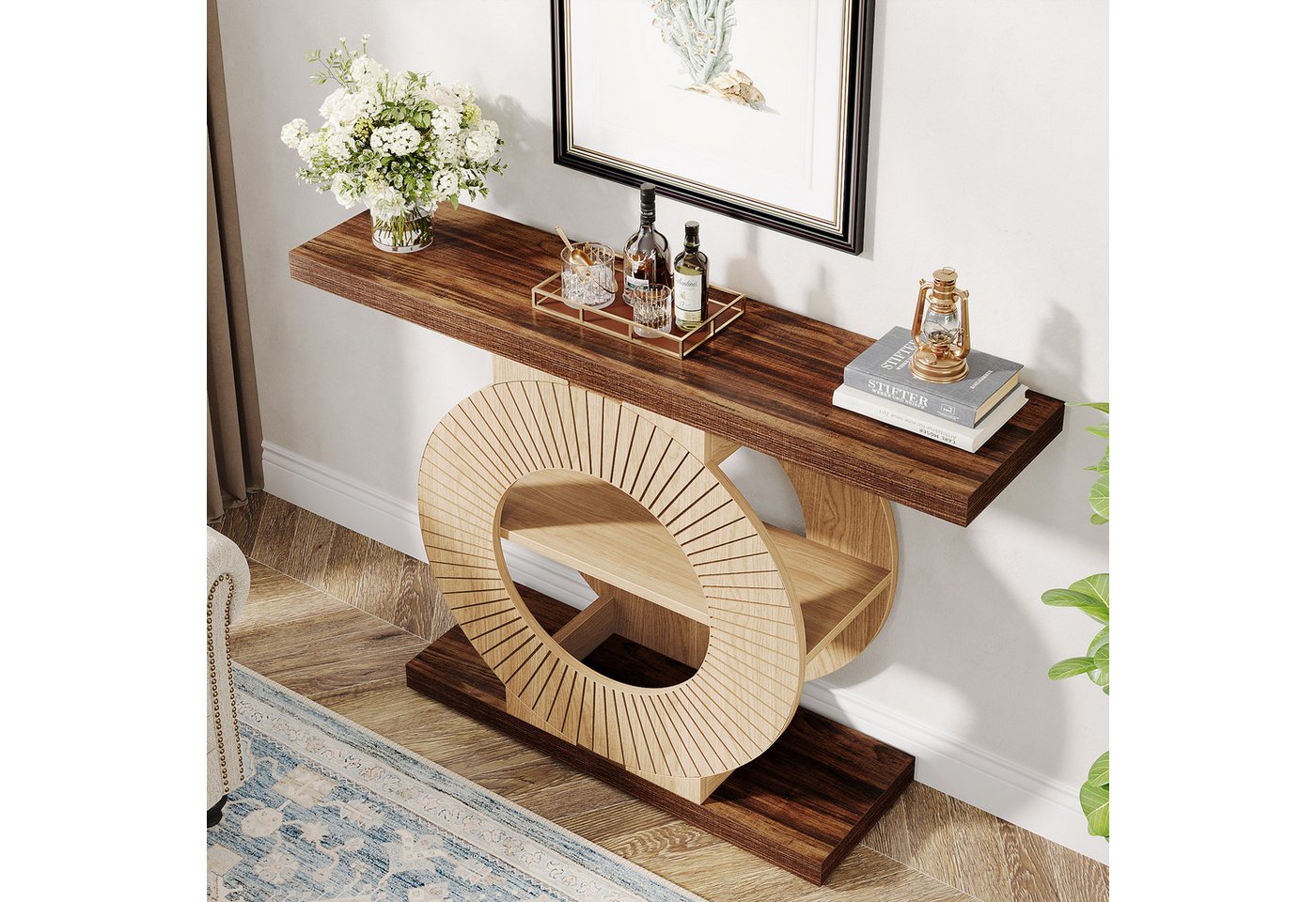 Tribesigns Konsolentisch Flurtisch mit Lagerung, 100 cm Holz Eingangstisch für Wohnzimmer – Bild 5 von 5