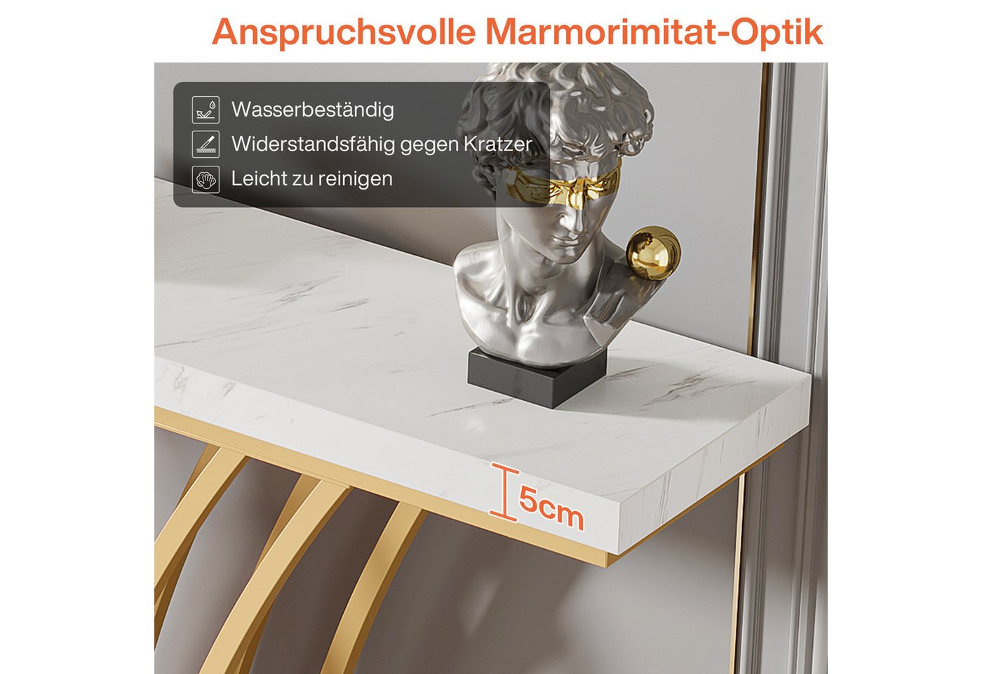 Tribesigns Konsolentisch Gold Konsolentisch, 150 x 29.5 x80 cm Moderner Eingangstisch – Bild 3 von 5