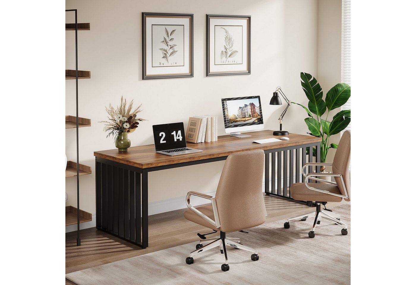 Tribesigns Schreibtisch 180 cm Computertisch Tisch Bürotisch mit Metallgestell (ohne Stuhl) – Bild 4 von 5