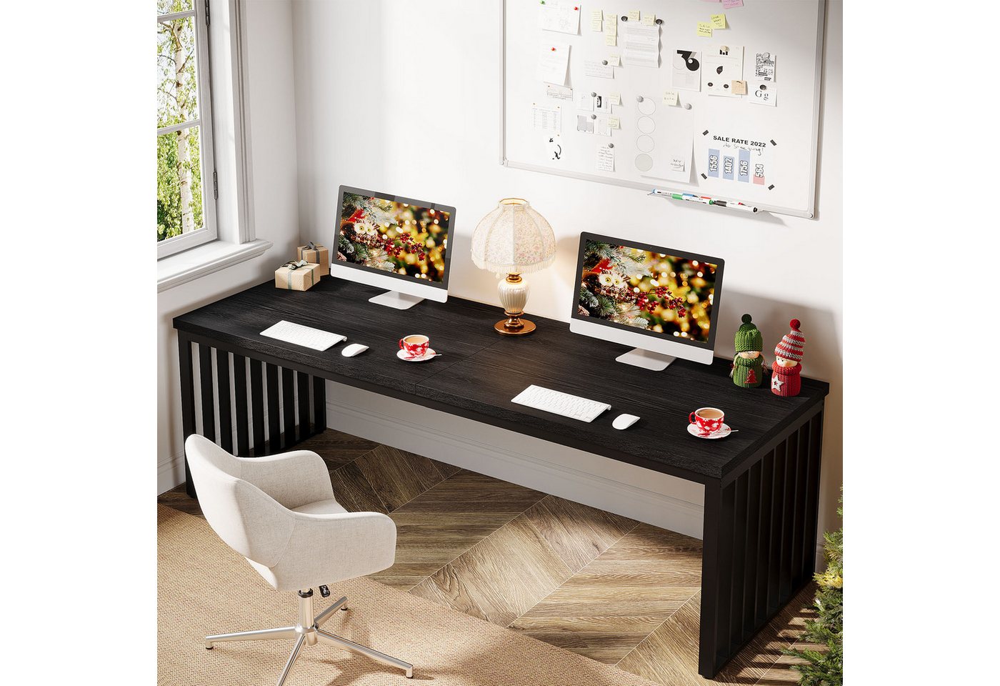 Tribesigns Schreibtisch 180 cm Computertisch Tisch Bürotisch mit Metallgestell (ohne Stuhl) – Bild 2 von 5