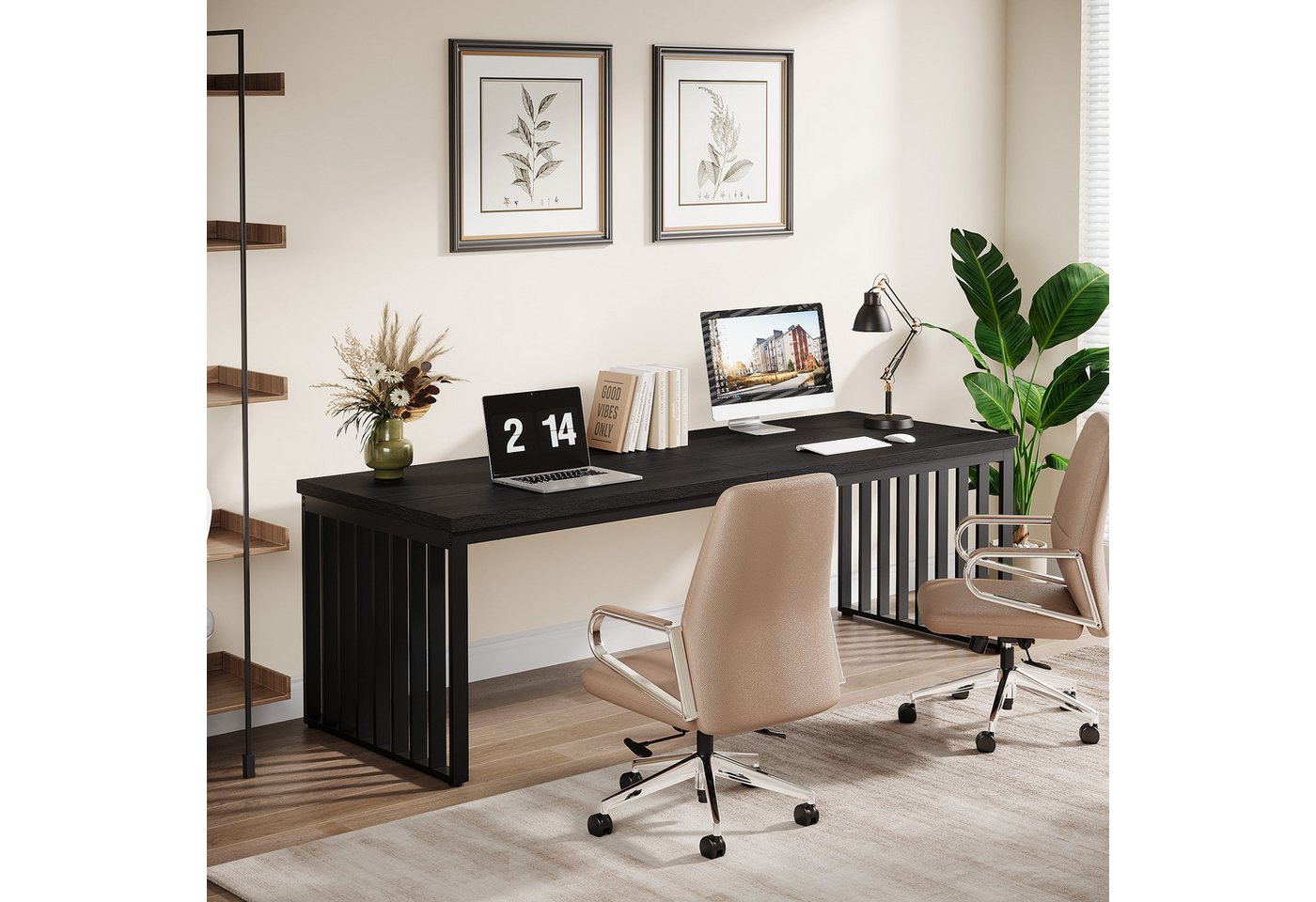 Tribesigns Schreibtisch 180 cm Computertisch Tisch Bürotisch mit Metallgestell (ohne Stuhl) – Bild 4 von 5