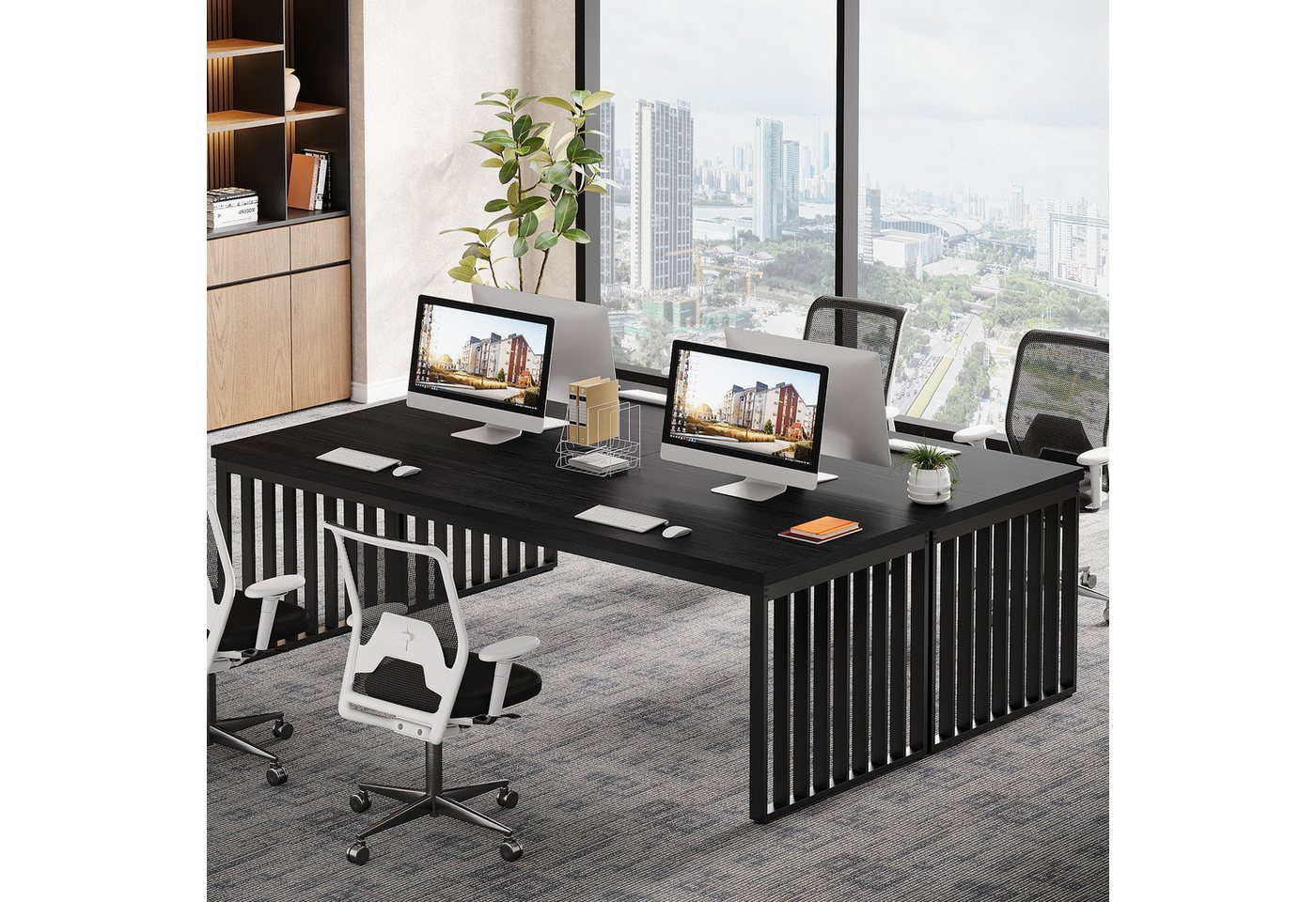 Tribesigns Schreibtisch 180 cm Computertisch Tisch Bürotisch mit Metallgestell (ohne Stuhl) – Bild 5 von 5
