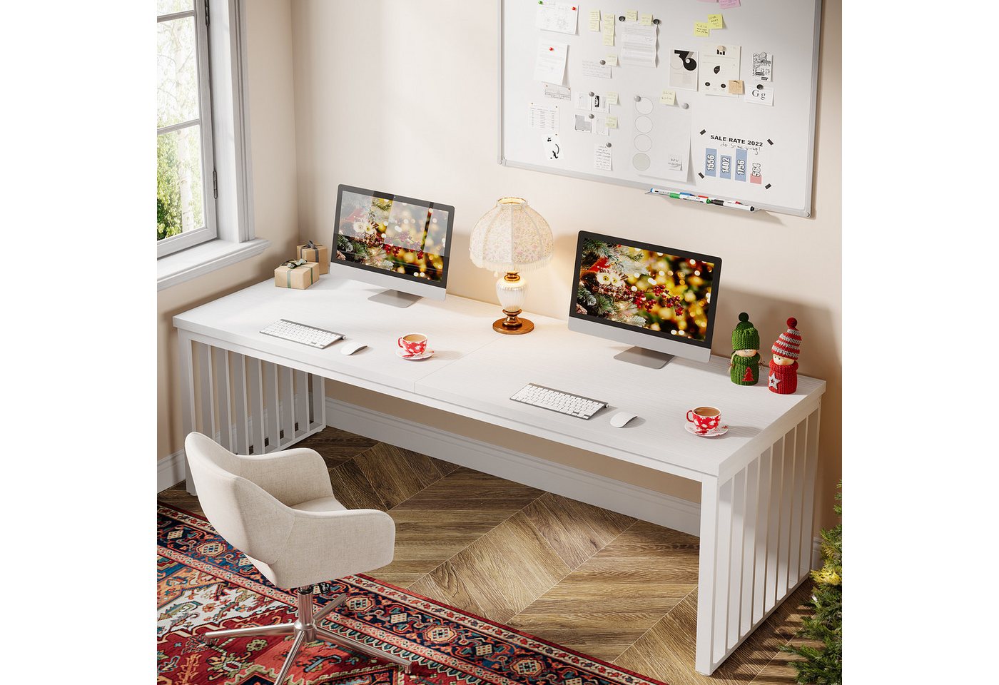 Tribesigns Schreibtisch 180 cm Computertisch Tisch Bürotisch mit Metallgestell (ohne Stuhl) – Bild 2 von 5