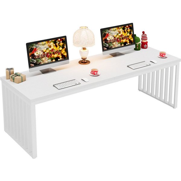 Tribesigns Schreibtisch 180 cm Computertisch Tisch Bürotisch mit Metallgestell (ohne Stuhl)