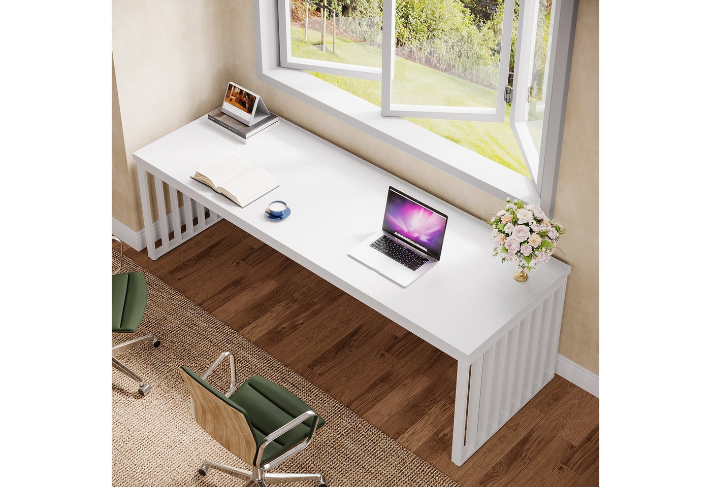 Tribesigns Schreibtisch 180 cm Computertisch Tisch Bürotisch mit Metallgestell (ohne Stuhl) – Bild 4 von 5