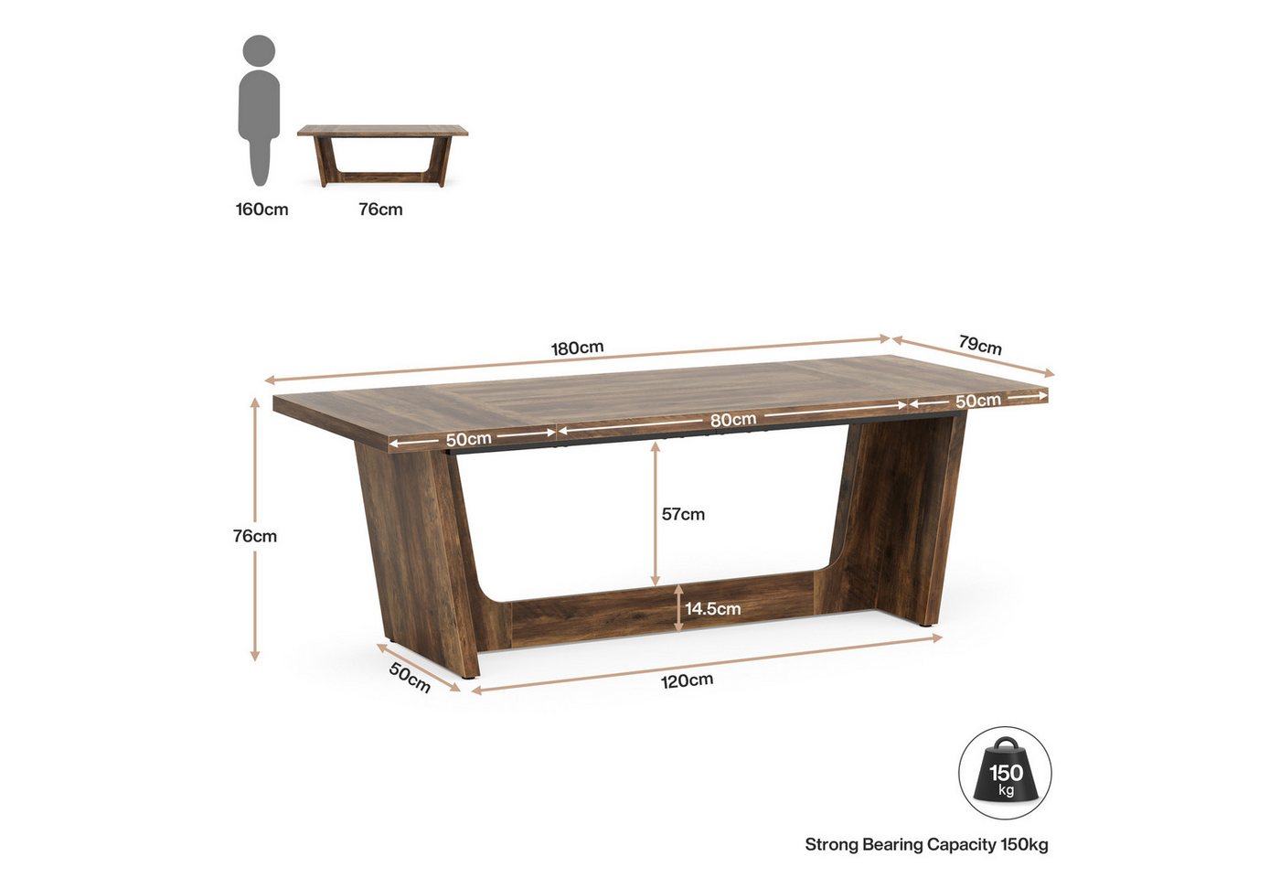 Tribesigns Schreibtisch Computertisch, 180 x 79 x 75 cm Groß PC Tisch Bürotisch Arbeitstisch – Bild 5 von 5