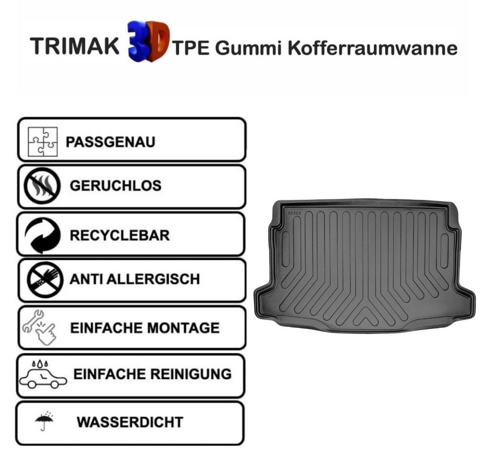 Trimak Passform-Fußmatten Oder Kofferraumwanne Oder Set kompatibel mit Jeep Avenger, Jeep Avenger ab 2023 Obere Kofferraummatte TPE Antirutschmatte – Bild 3 von 5