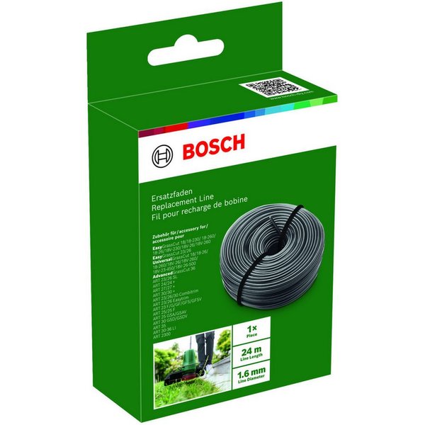 BOSCH Trimmerfaden Bosch Ersatzfaden 24 m (1,6 mm)