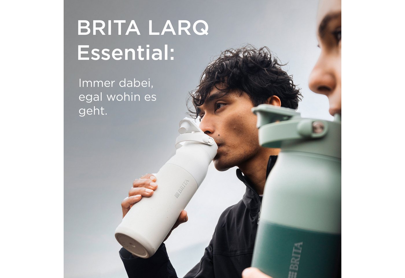 BRITA Trinkflasche BRITA LARQ Essential Trinkflasche (680ml) mit Strohhalm, Edelstahl Wasserflasche mit doppelwandiger Isolation - hält 24h kalt – Bild 2 von 5