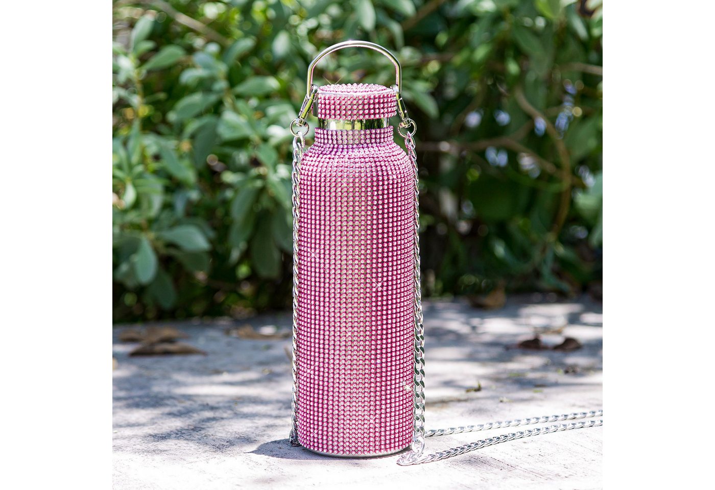 Paris Hilton Trinkflasche Paris Hilton, Luxus Trinkgefäß mit über 5000 Strasssteinen, Wasserflasche in Diamant-Optik, Luxusgetränkebehälter, aus Edelstahl – Bild 3 von 5