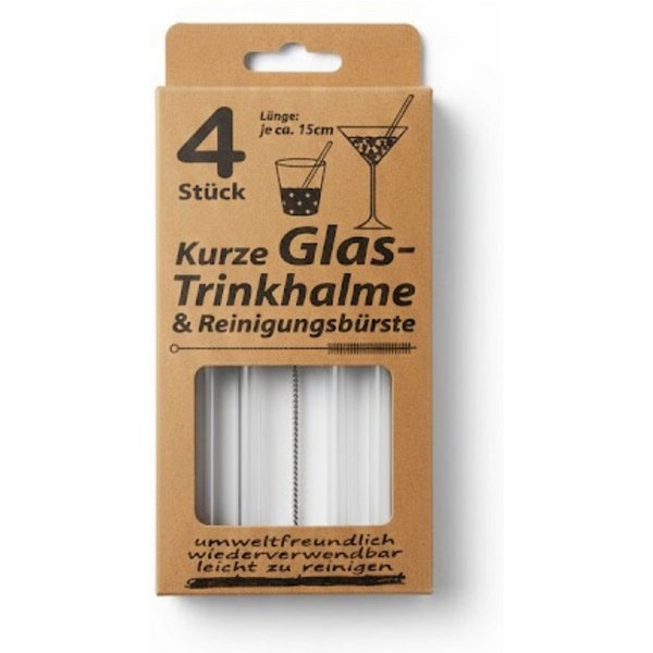 Trinkhalme Glas-Trinkhalme, kurz, (Set, 5-tlg., Trinkhalme), Glas-Trinkhalme kurz Borosilikatglas wiederverwendbar