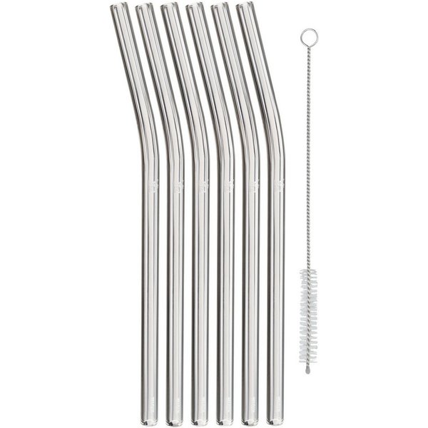 WMF Trinkhalme WMF, (Set, 7-tlg), 6-teiliges Set, 22 cm Länge, inkl. Reinigungsbürste, Borosilikatglas