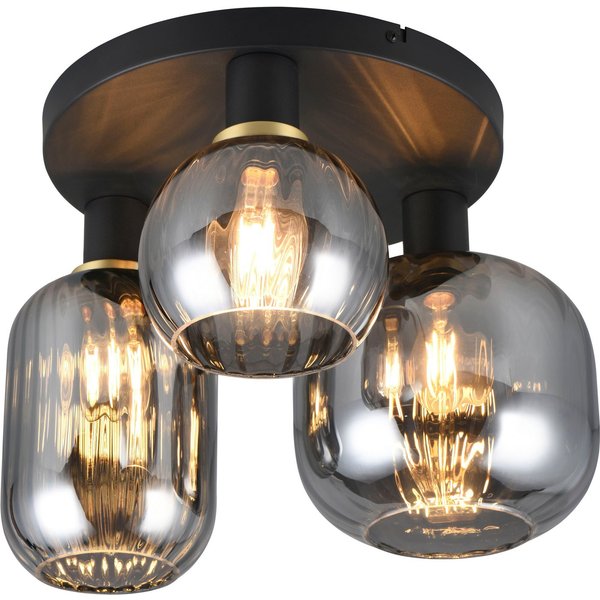 TRIO Leuchten Deckenleuchte DIVA, E27 Deckenlampe 3-flammig mit Glasschirm, exkl 3xE27 max 10W, Leuchtmittel wechselbar, warmweiß - kaltweiß, Deckenlampe Ø 39cm