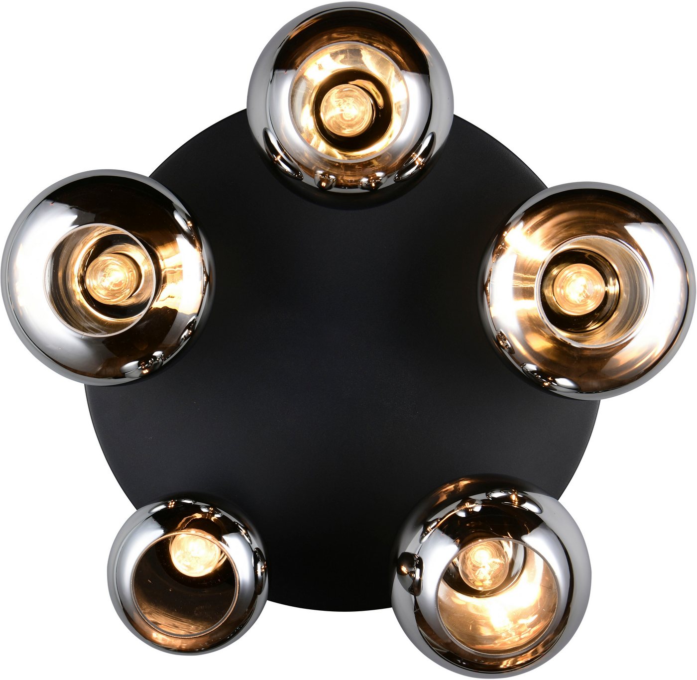 TRIO Leuchten Deckenleuchte Lumina, Deckenlampe 5-flammig mit Glasschirm, exkl 5x E14, max 10W, Leuchtmittel wechselbar, warmweiß - kaltweiß, Ø 64 cm Höhe 25 cm – Bild 3 von 5