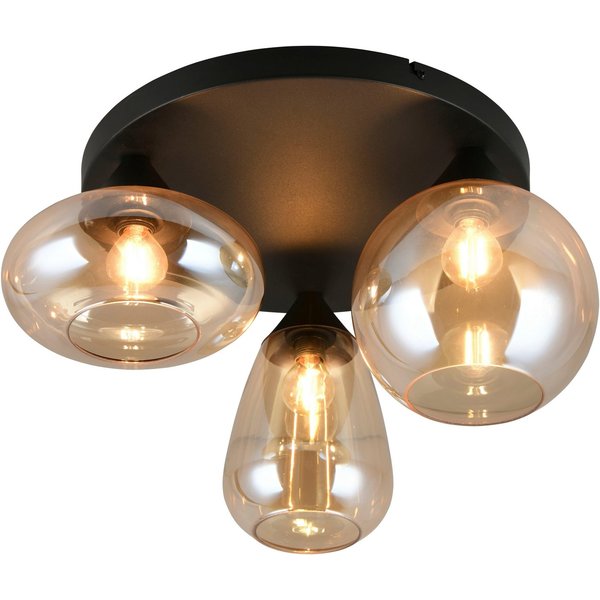 TRIO Leuchten Deckenleuchte Lumina, Deckenlampe 3-flammig mit Glasschirm, exkl 3x E14, max 10W, Leuchtmittel wechselbar, warmweiß - kaltweiß, Ø 49 cm Höhe 25 cm