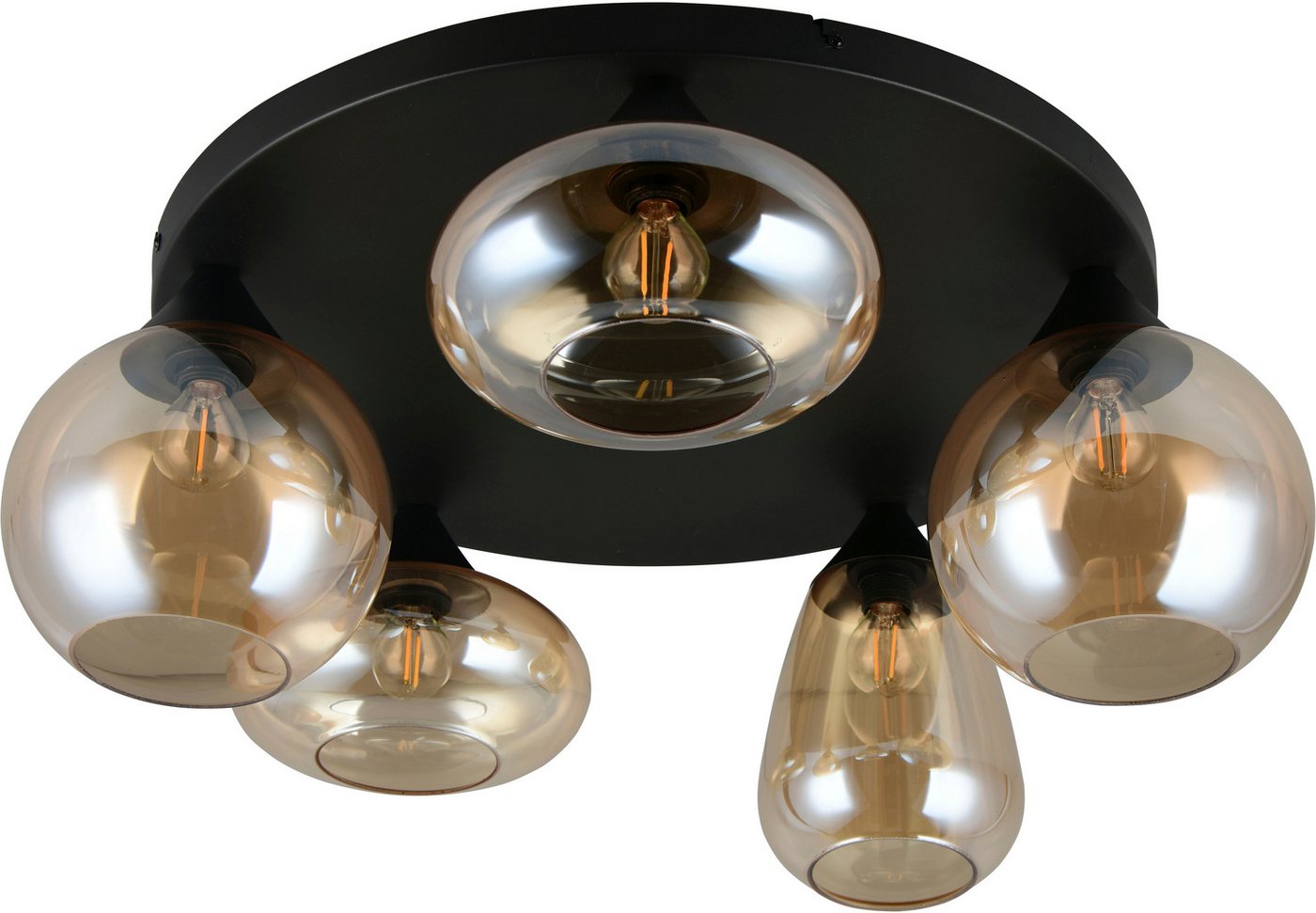 TRIO Leuchten Deckenleuchte Lumina, Deckenlampe 5-flammig mit Glasschirm, exkl 5x E14, max 10W, Leuchtmittel wechselbar, warmweiß - kaltweiß, Ø 64 cm Höhe 25 cm – Bild 2 von 5