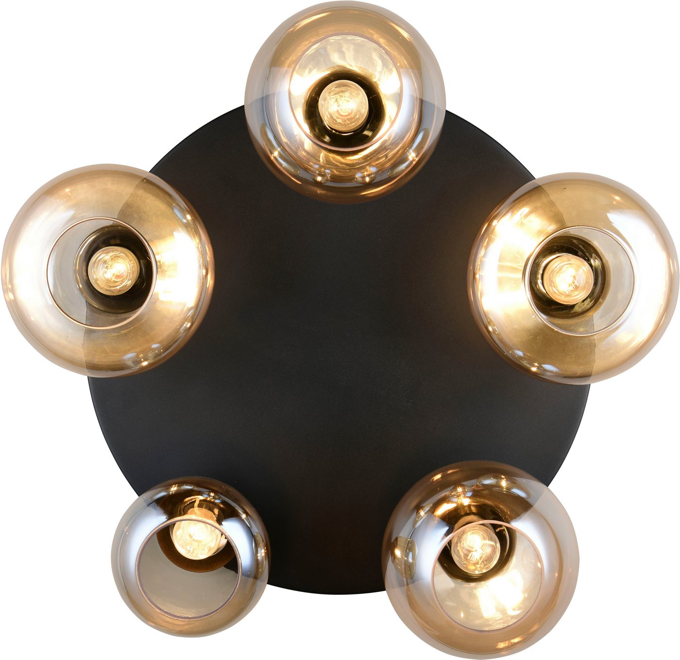 TRIO Leuchten Deckenleuchte Lumina, Deckenlampe 5-flammig mit Glasschirm, exkl 5x E14, max 10W, Leuchtmittel wechselbar, warmweiß - kaltweiß, Ø 64 cm Höhe 25 cm – Bild 3 von 5