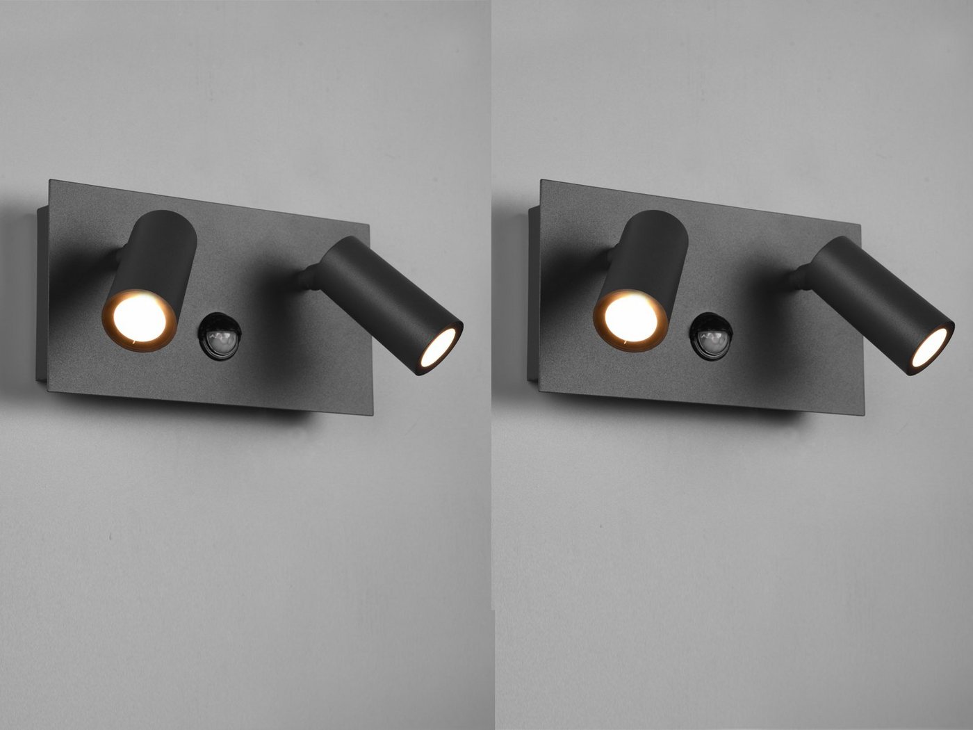 TRIO Leuchten LED Außen-Wandleuchte, Bewegungsmelder, LED fest integriert, Warmweiß, 2er-Set Außen Wandstrahler, Fassadenbeleuchtung Hauswand, Breite 23cm – Bild 3 von 5