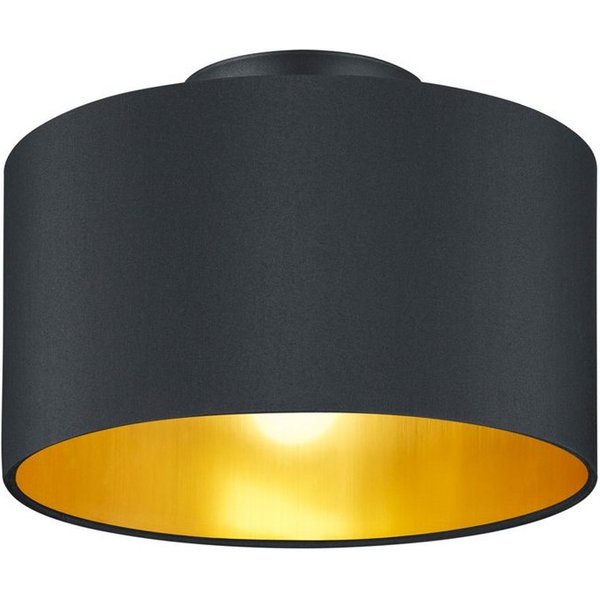 TRIO Leuchten LED Deckenleuchte, Dimmfunktion, LED wechselbar, Warmweiß, Design-klassiker Lampe Treppenhaus Stoff Lampen-schirm Schwarz Gold