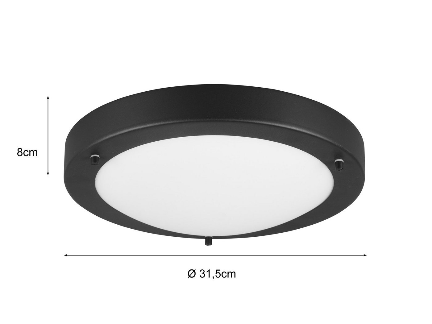 TRIO Leuchten LED Deckenleuchte, LED wechselbar, Warmweiß, Badezimmer-Lampen Decke Bad-lampe & Gäste WC Schwarz Treppenhaus, IP44 – Bild 4 von 5