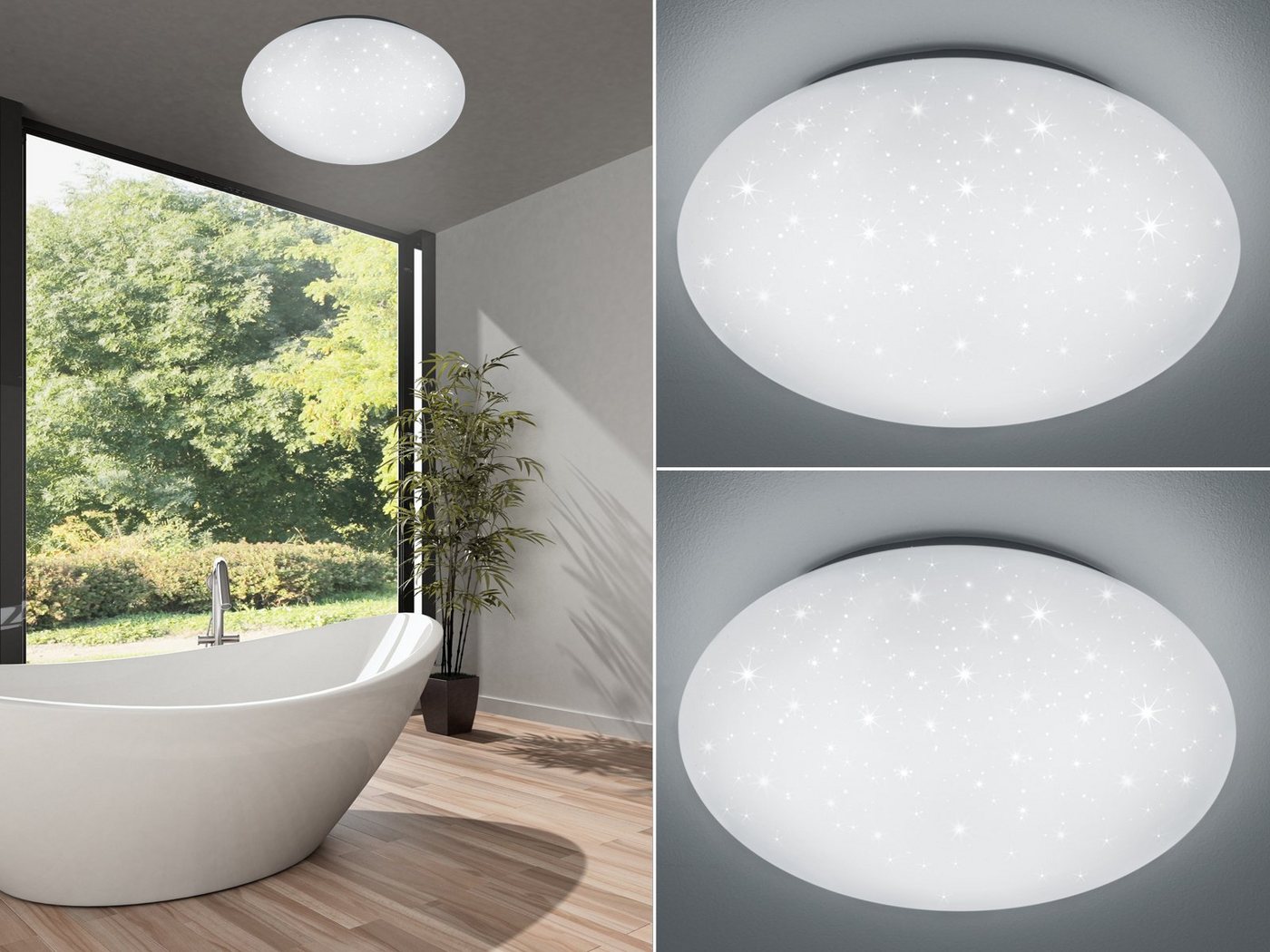 TRIO Leuchten LED Deckenleuchte, LED fest integriert, Neutralweiß, Badezimmer-lampe Sternenhimmel flach, Bad-lampen Decke Gäste WC, Ø37cm – Bild 2 von 5