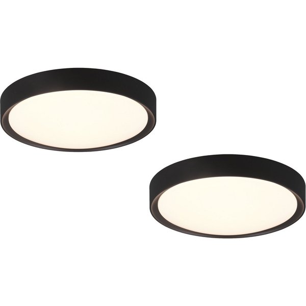 TRIO Leuchten LED Deckenleuchte, LED fest integriert, Warmweiß, 2erSet Badezimmerlampen Decke Badlampe für Gäste WC Schwarz IP44 Ø33cm