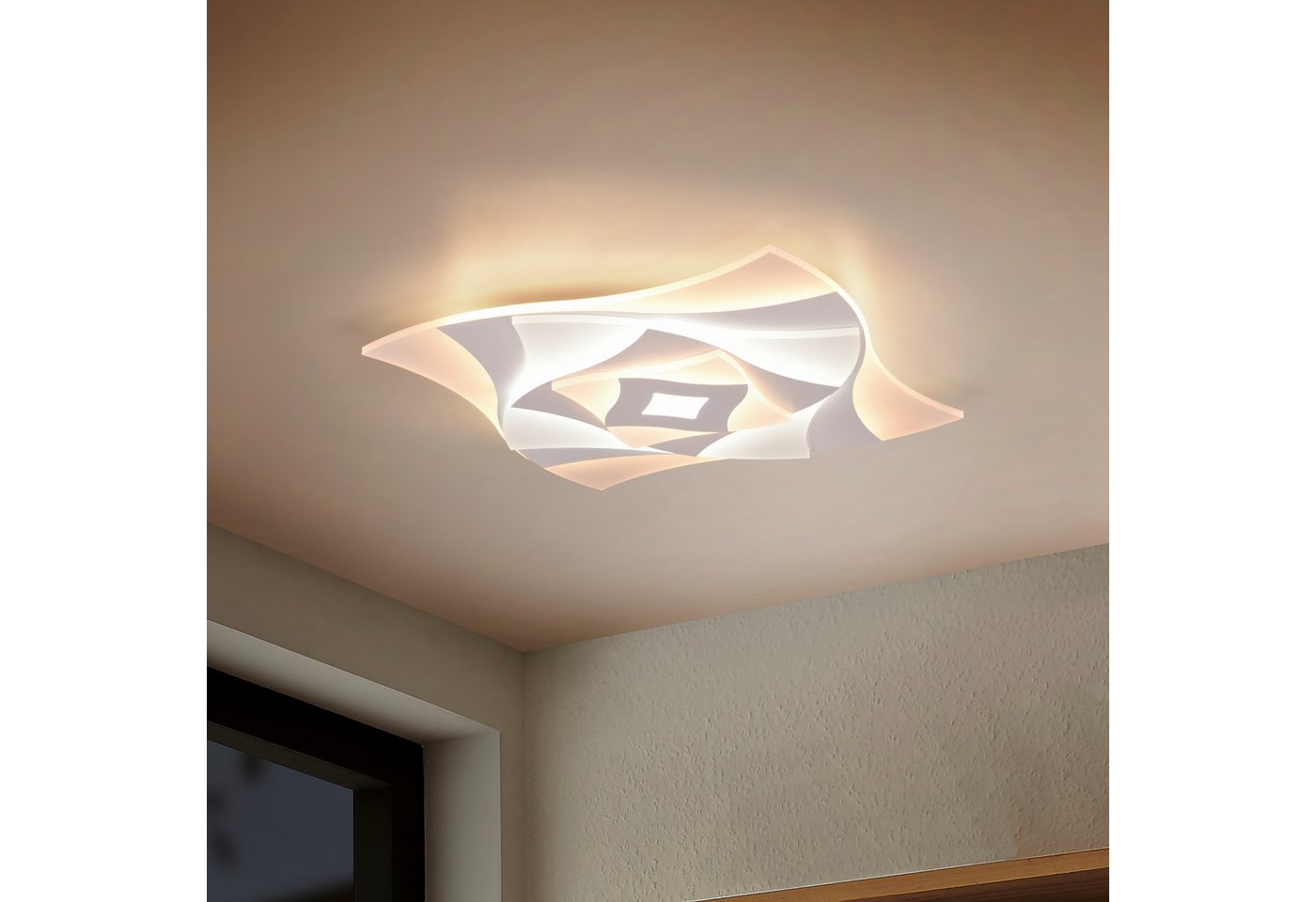 TRIO Leuchten LED Deckenleuchte AKITA Wand- oder Deckenlampe mit Fernbedienung dimmbar Memoryfunktion, CCT - über Fernbedienung, Dimmfunktion, Memoryfunktion, L – Bild 2 von 5