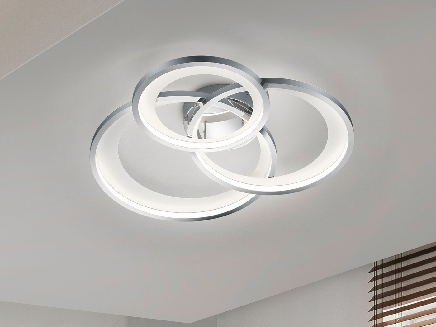 TRIO Leuchten LED Deckenleuchte Breite 71,5cm, Dimmfunktion, LED fest integriert, stufenweise dimmbar über Schalter, warmweiß, Große ausgefallene Deckenlampe fl – Bild 2 von 5