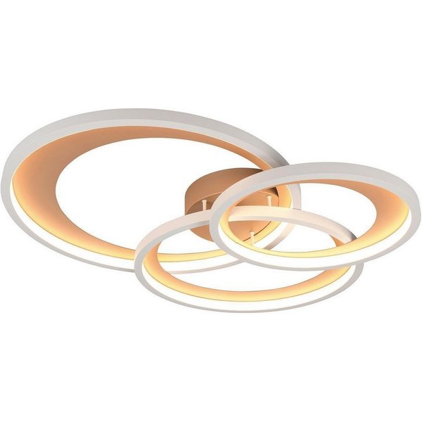 TRIO Leuchten LED Deckenleuchte GRANADA, 1-flammig, Braun, Weiß, Metall, Dimmfunktion, LED fest integriert, Warmweiß, B 72 x H 10,5 x T 63 cm