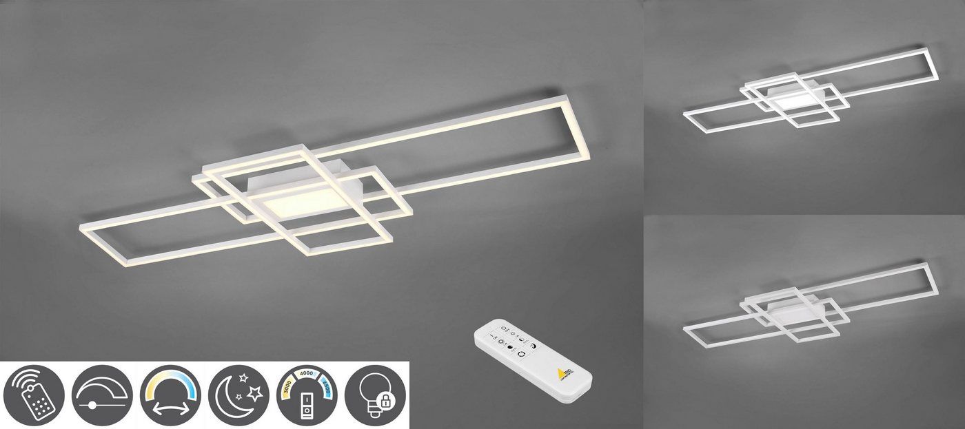 TRIO Leuchten LED Deckenleuchte MILA, Dimmfunktion, Memoryfunktion, Nachtlichtfunktion, LED fest integriert, Farbwechsler, Neutralweiß, Warmweiß, Tageslichtweiß – Bild 2 von 5