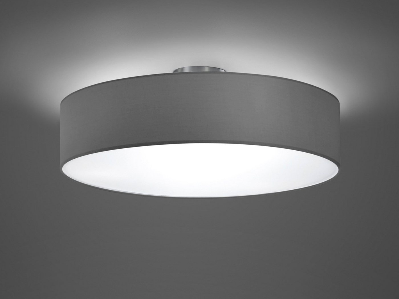 TRIO Leuchten LED Deckenleuchte mit Stoffschirm & Blendschutz Ø 50cm, LED wechselbar, Warmweiß, große Designklassiker Deckenlampe Stoff Lampenschirm mit Leuchtm – Bild 3 von 5