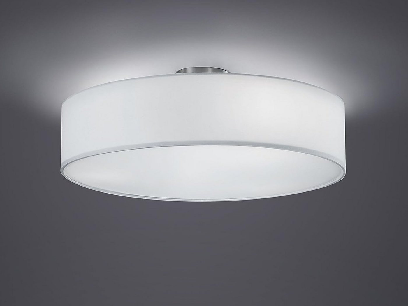 TRIO Leuchten LED Deckenleuchte mit Stoffschirm & Blendschutz Ø 50cm, LED wechselbar, Warmweiß, große Designklassiker Deckenlampe Stoff Lampenschirm mit Leuchtm – Bild 3 von 5