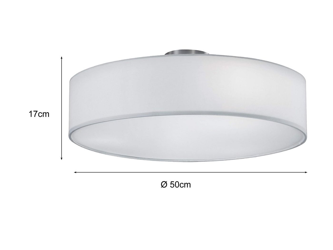 TRIO Leuchten LED Deckenleuchte mit Stoffschirm & Blendschutz Ø 50cm, LED wechselbar, Warmweiß, große Designklassiker Deckenlampe Stoff Lampenschirm mit Leuchtm – Bild 4 von 5