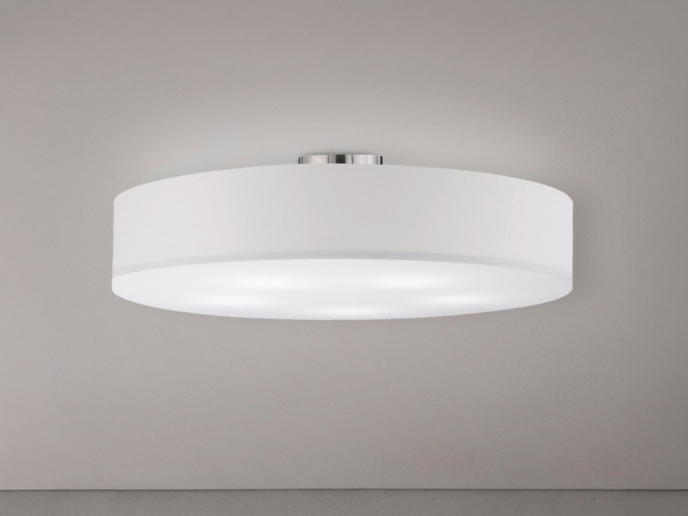 TRIO Leuchten LED Deckenleuchte mit Stoffschirm & Blendschutz Ø 65cm, LED wechselbar, Warmweiß, große Designklassiker Deckenlampe Stoff Lampenschirm mit Leuchtm – Bild 3 von 5