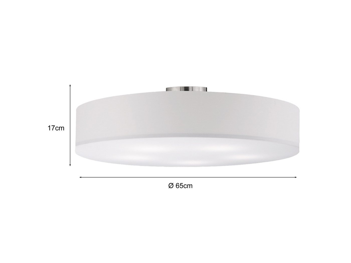TRIO Leuchten LED Deckenleuchte mit Stoffschirm & Blendschutz Ø 65cm, LED wechselbar, Warmweiß, große Designklassiker Deckenlampe Stoff Lampenschirm mit Leuchtm – Bild 4 von 5