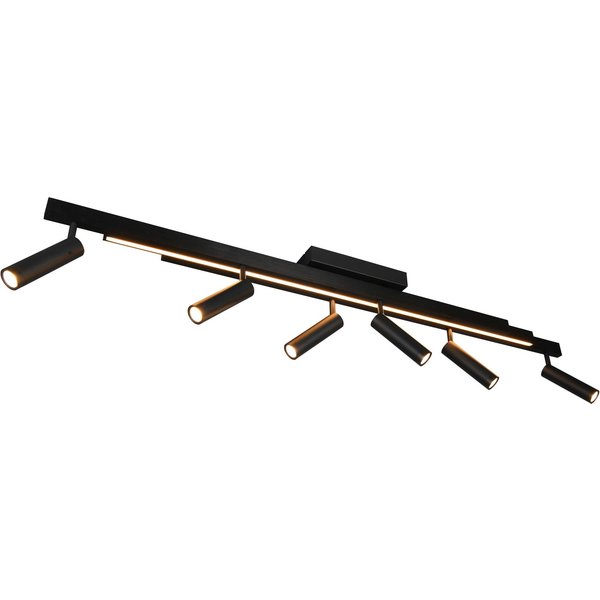 TRIO Leuchten LED Deckenleuchte ZENO ausziehbare LED Deckenlampe mit 6 verstellbaren Spots dimmbar CCT, getrennt schaltbar, LED fest integriert, warmweiß - kalt