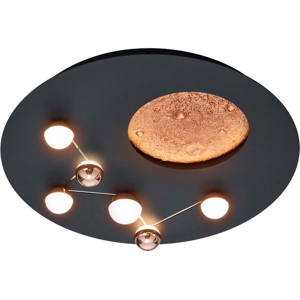 TRIO Leuchten LED Deckenleuchte ZODIAC, Deckenlampe Mond Sterne, indirektes Licht, dimmbar CCT LED 42W, Dimmfunktion, LED fest integriert, warmweiß - kaltweiß, 