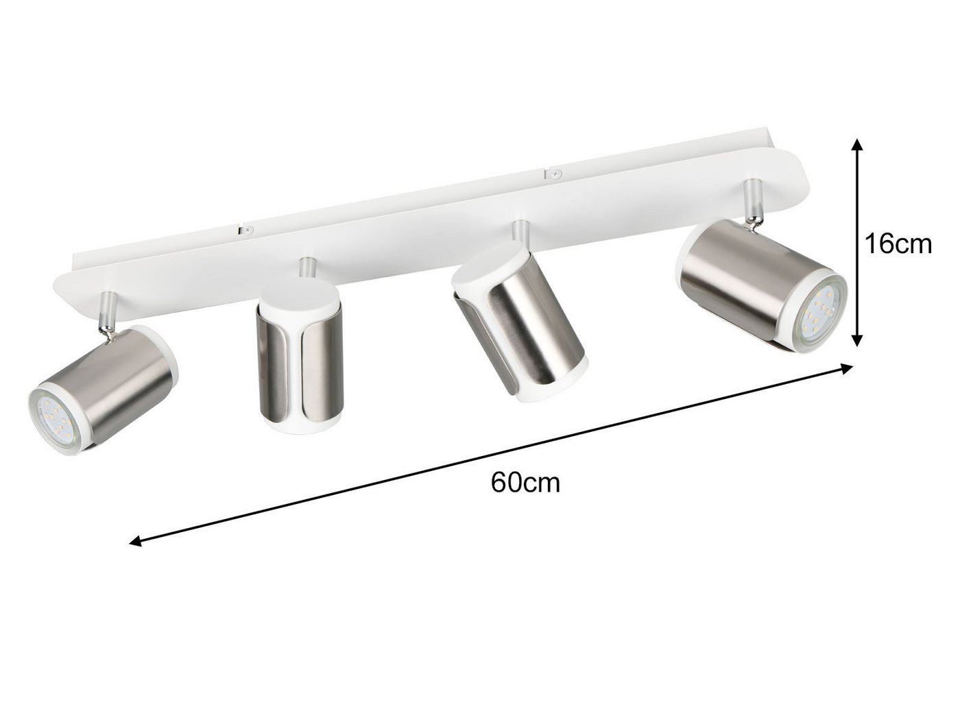 TRIO Leuchten LED Deckenspot, LED wechselbar, Warmweiß, Spotlampen Deckenstrahler Weiß Silber & Wandstrahler innen, 60cm lang – Bild 4 von 5