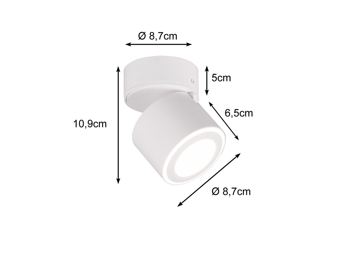 TRIO Leuchten LED Deckenstrahler, LED fest integriert, Warmweiß, Spot für Decke aus Metall, Aufputz oder Einbau-Strahler innen, Ø 9cm – Bild 3 von 5